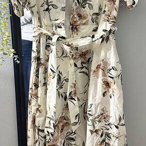 Calvin Klein Floral Maxi Dress - Cream and Brown (Never Worn)
